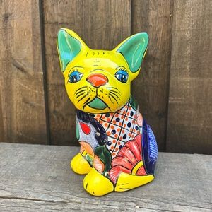 Mexican Talavera French Bulldog Statue decor, Pottery.